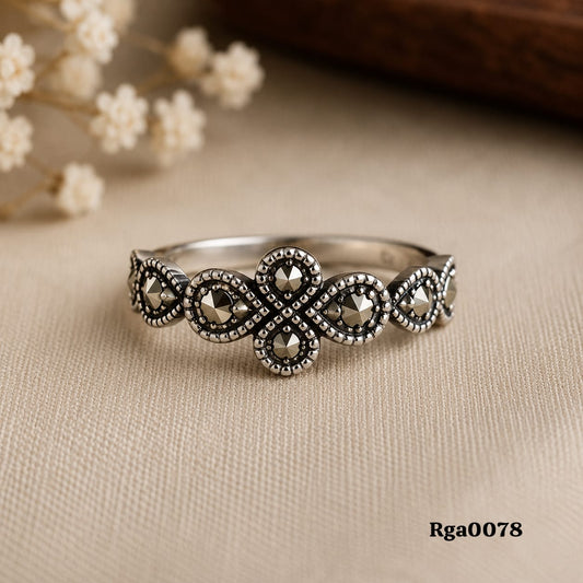Repeating Pattern Marcasite Ring