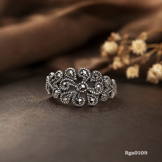 Sterling Silver Marcasite Filigree Ring