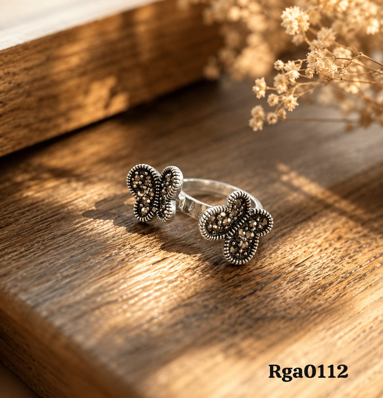 Sterling Silver Marcasite Butterfly Ring