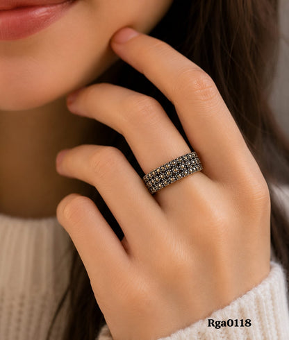 Sterling Silver Marcasite Multi-Row Band