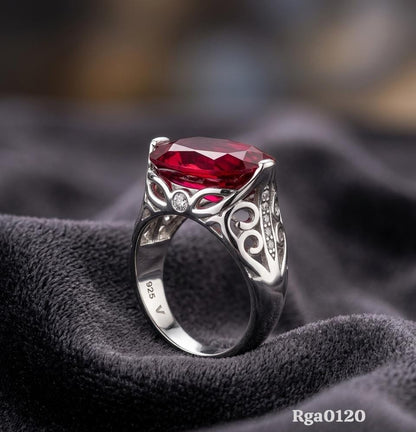 Elegant Sterling Silver Red Stone Ring