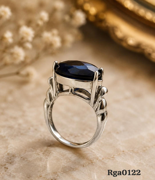 Elegant Sterling Silver Blue Stone Ring