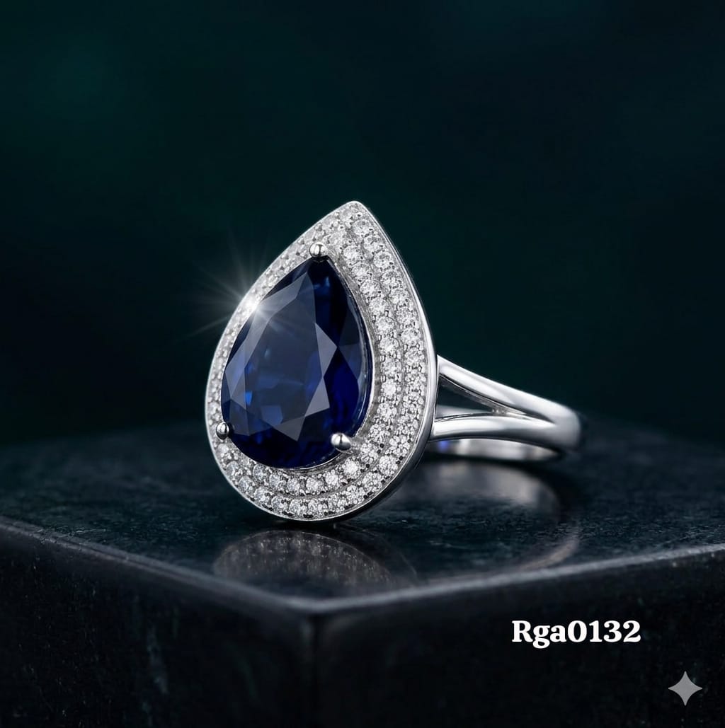 Pear-Cut Blue Stone Ring