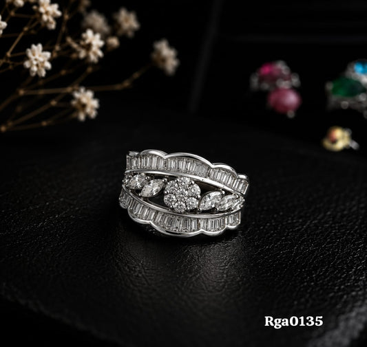 Decorative Mixed-Cut Stone Ring