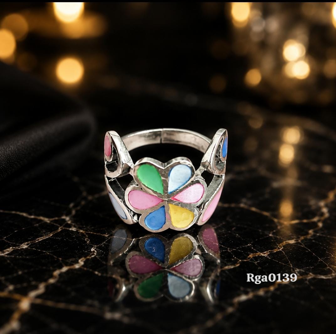 Colorful Floral Inlay Ring