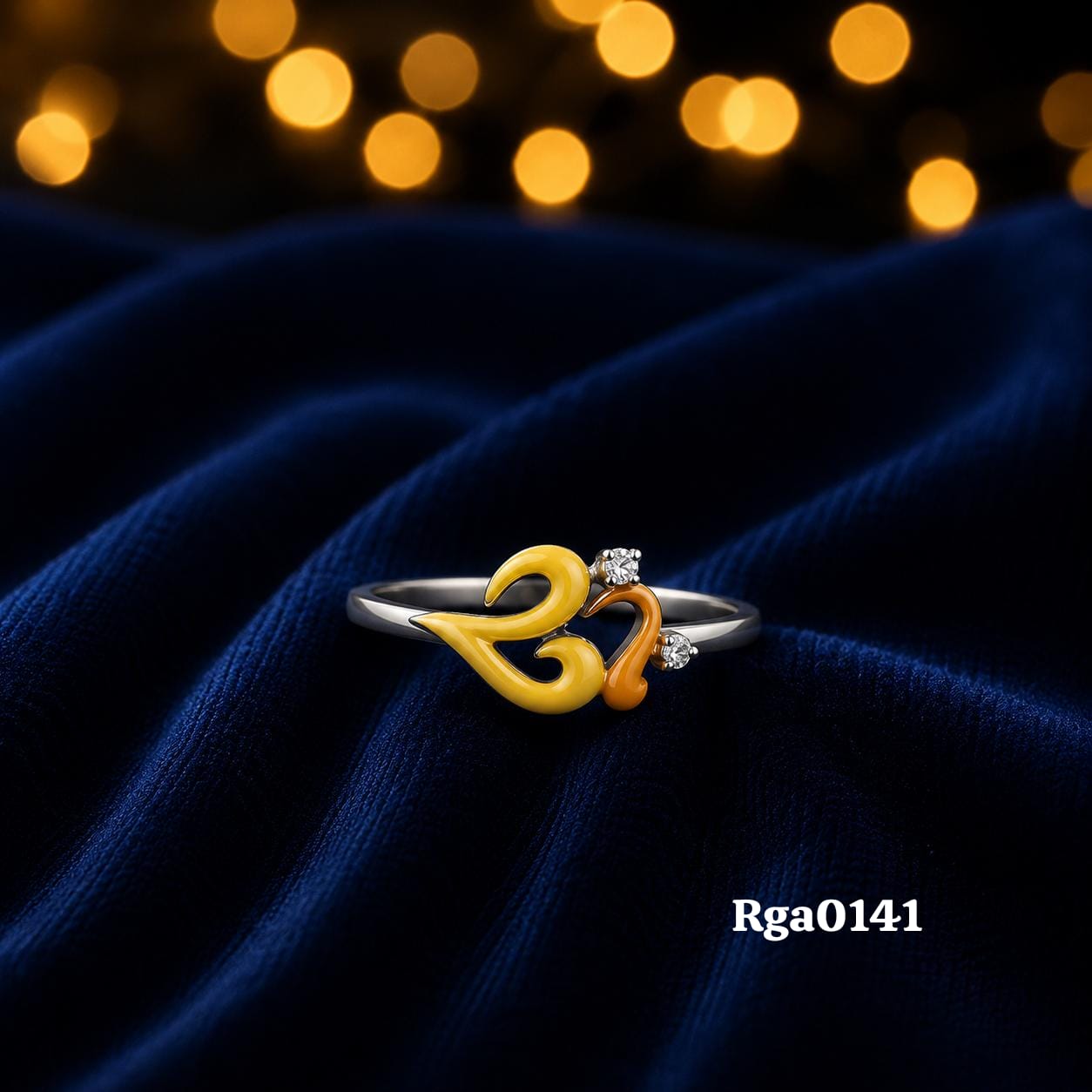 Yellow Enamel Om Symbol Ring