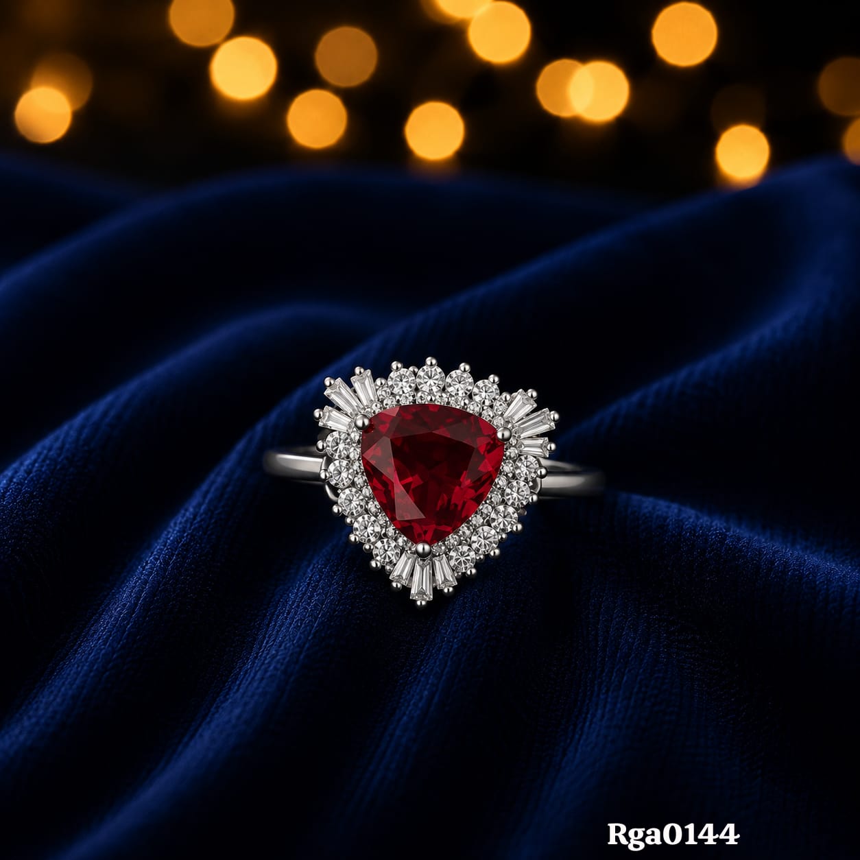 Red Triangle Stone Ring