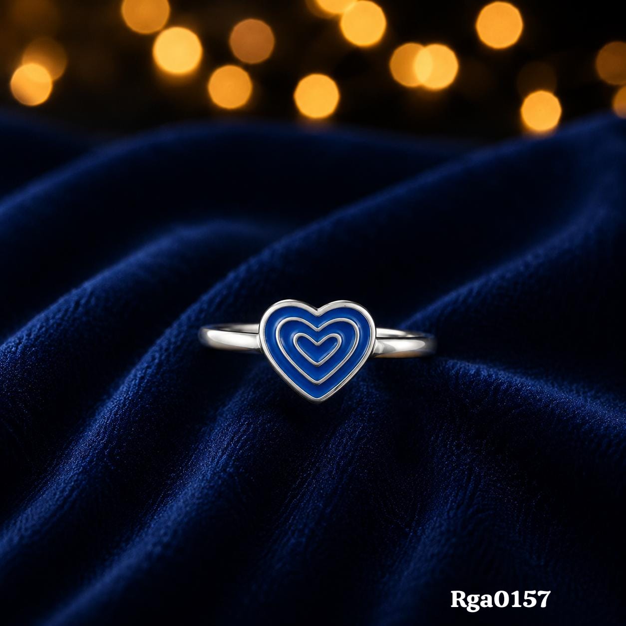 Blue Heart Enamel Ring