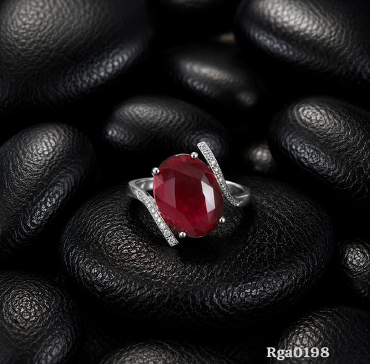Red Oval Stone Ring