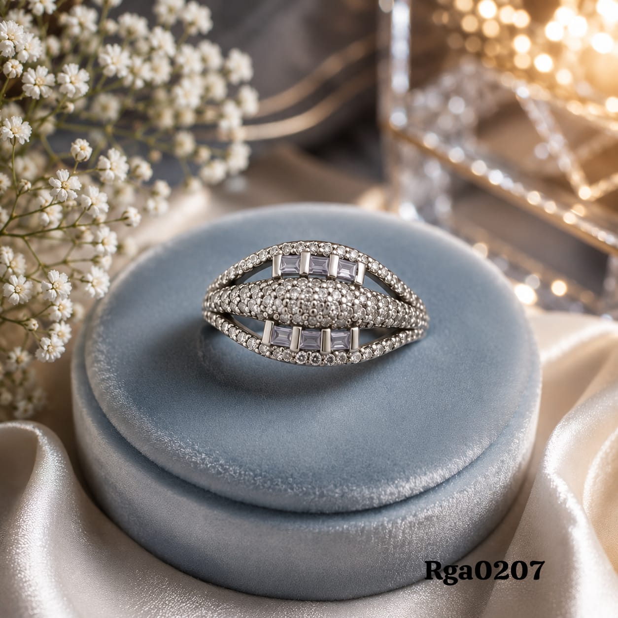 Layered Baguette Pave Ring