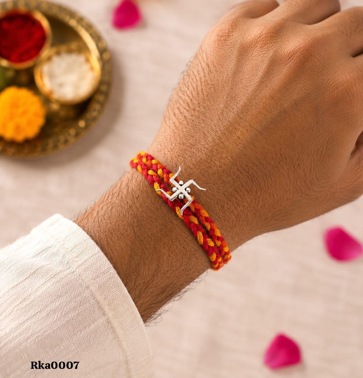 Swastika Silver Rakhi