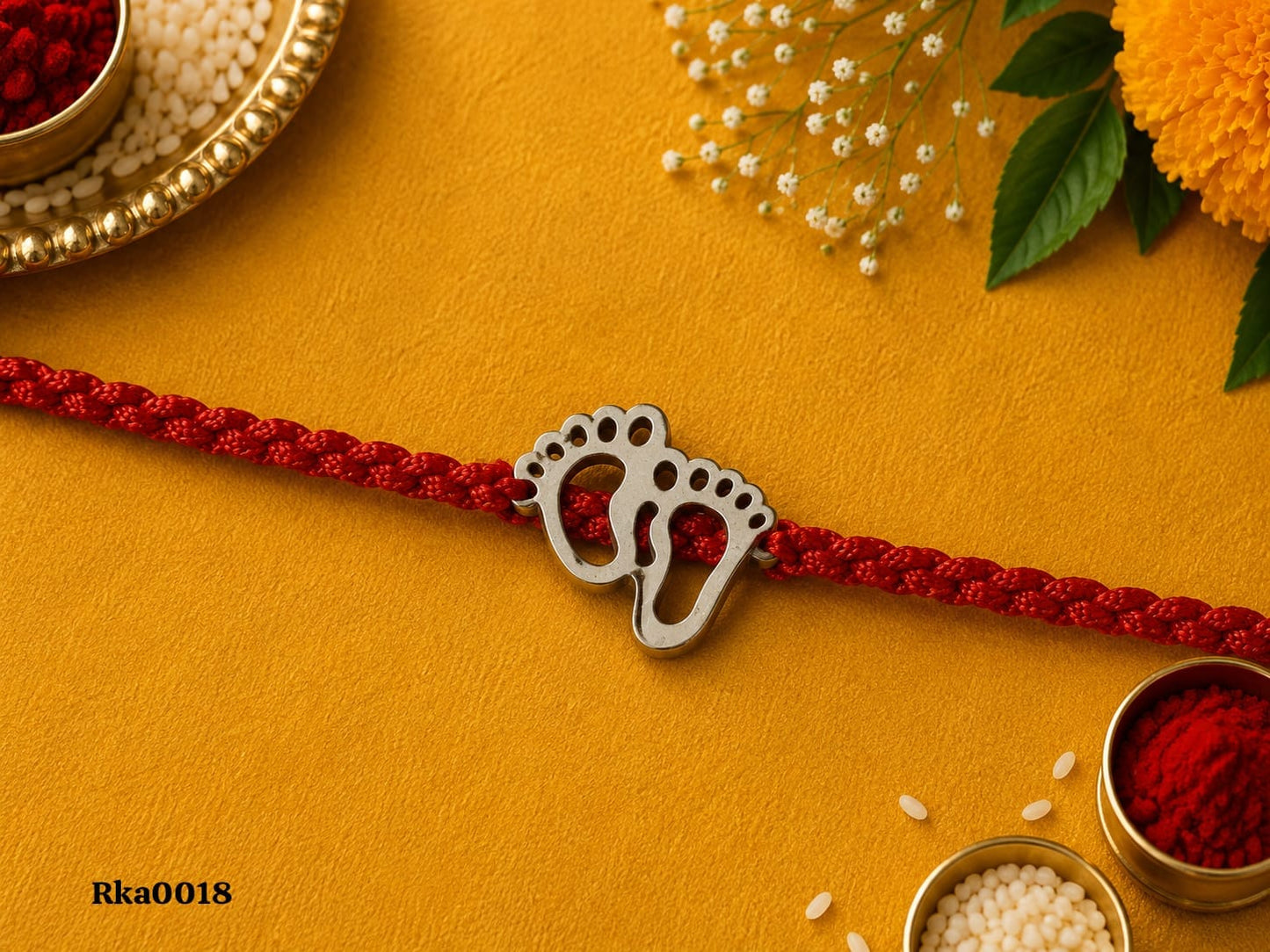Baby Footprint Silver Rakhi