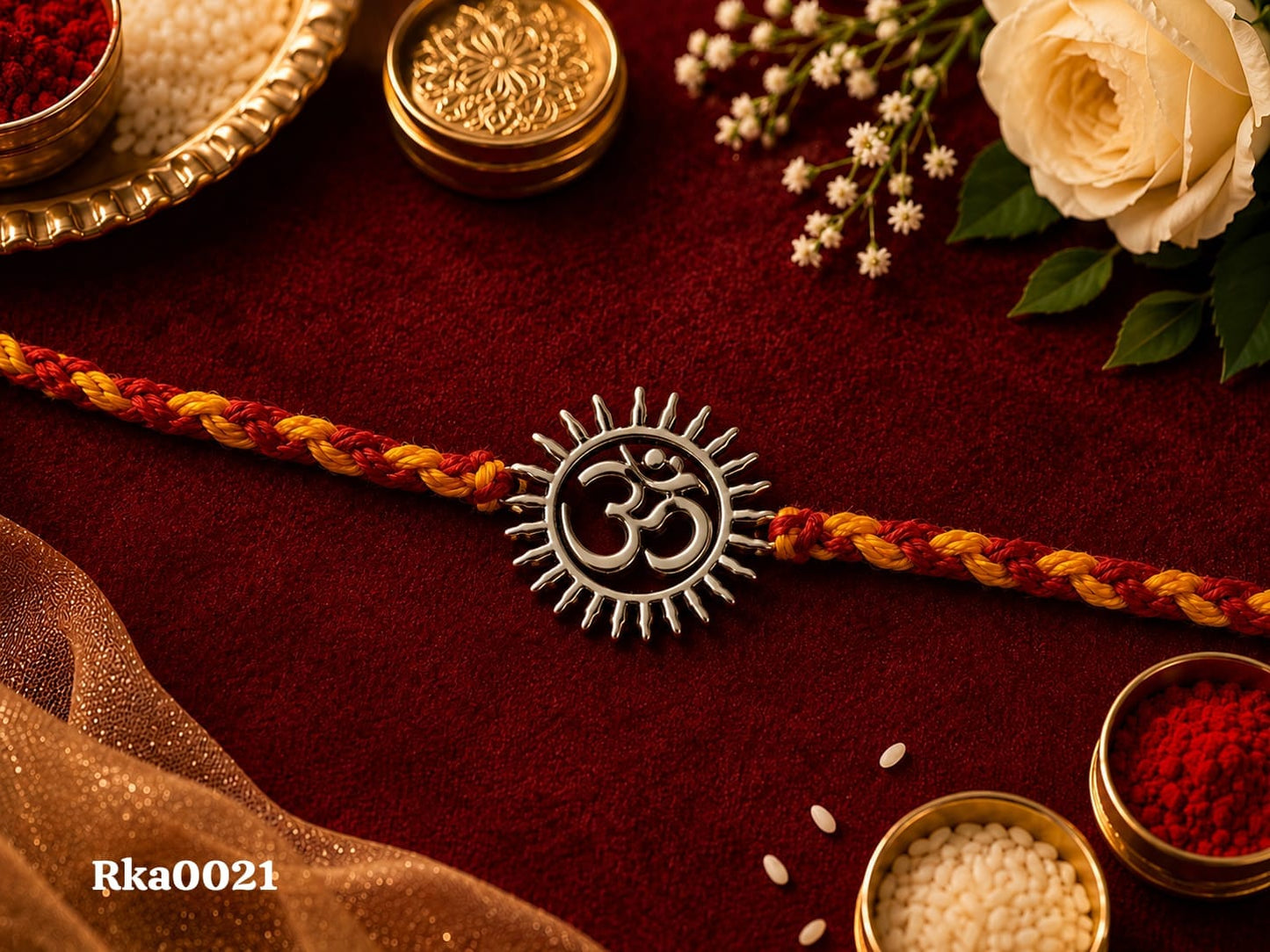 Radiant Om Silver Rakhi