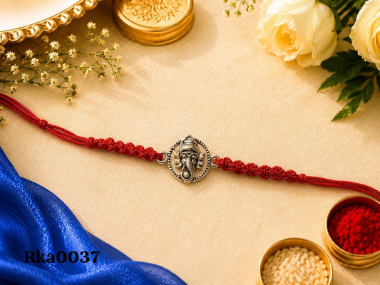 Ganesha Circle Silver Rakhi
