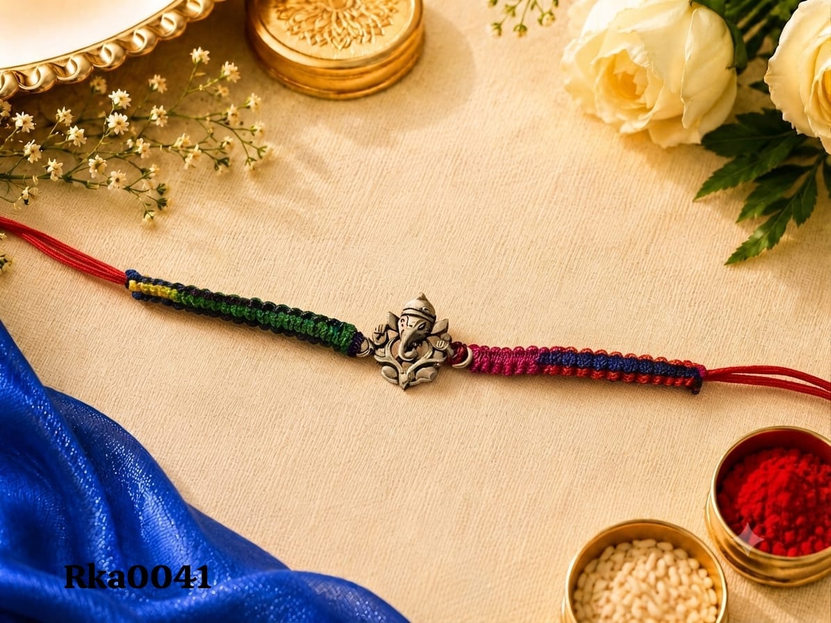 Multicolor Braided Ganesha Rakhi