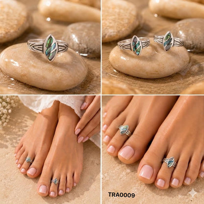 92.5 Sterling Silver & MOP Marquise Toe Rings
