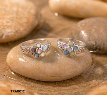 92.5 Sterling Silver Floral MOP Toe Rings