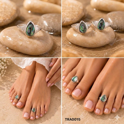 92.5 Sterling Silver Abalone Teardrop MOP Toe Rings