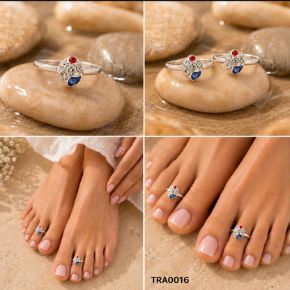 92.5 Sterling Silver Stone Toe Rings
