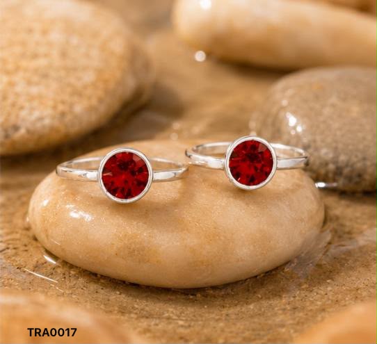 92.5 Sterling Silver Red Stone Toe Rings