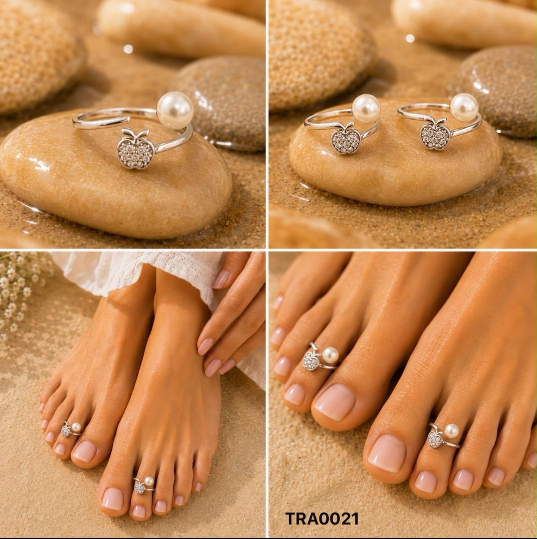 92.5 Sterling Silver Apple & Pearl Toe Rings