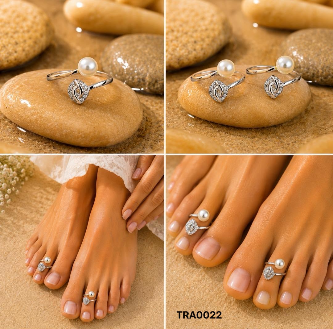 92.5 Sterling Silver Pearl & Stone Toe Rings