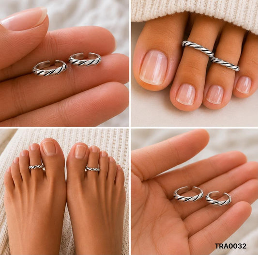 92.5 Sterling Silver twisted rope-style patternToe Rings
