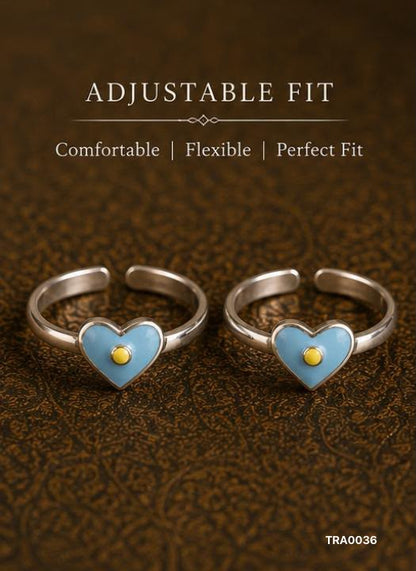92.5 Sterling Silver heart-shaped motif with a soft blue enamel Toe Rings