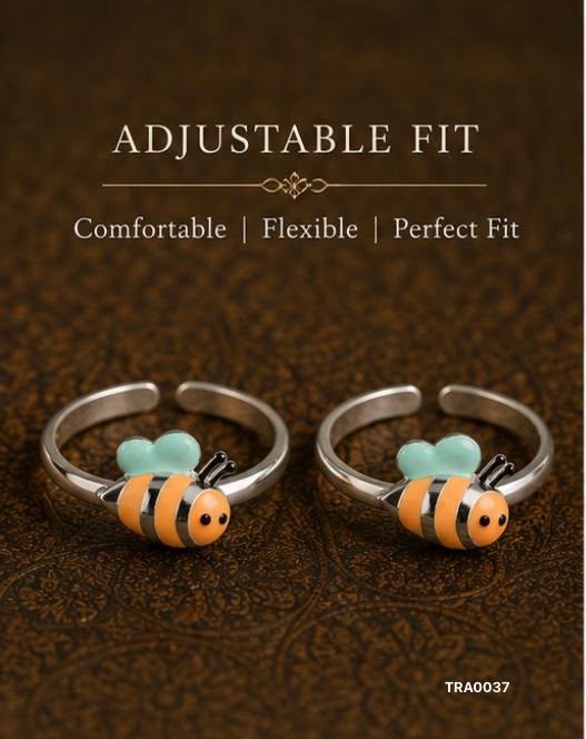92.5 Sterling Silver bee-shaped motif Enamel Toe Rings
