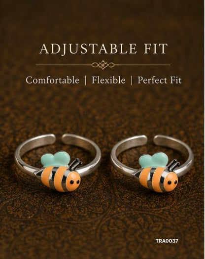 92.5 Sterling Silver bee-shaped motif Enamel Toe Rings