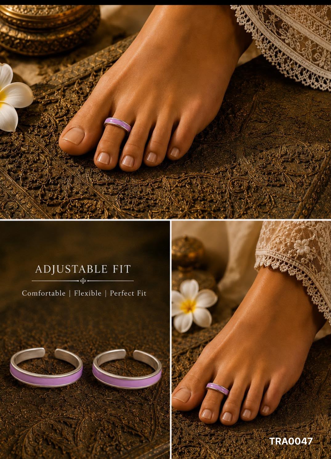 92.5 Sterling Silver a sleek, minimalist band Enamel Toe Rings