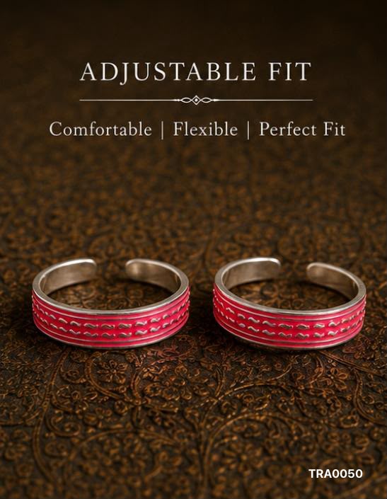 92.5 Sterling Silver a vibrant hot pink enamel Toe Rings