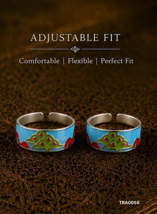 92.5 Sterling Silver landscape-inspired band design Toe Rings