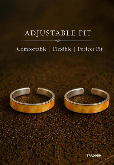 92.5 Sterling Silver mottled yellow and orange enamel Toe Rings