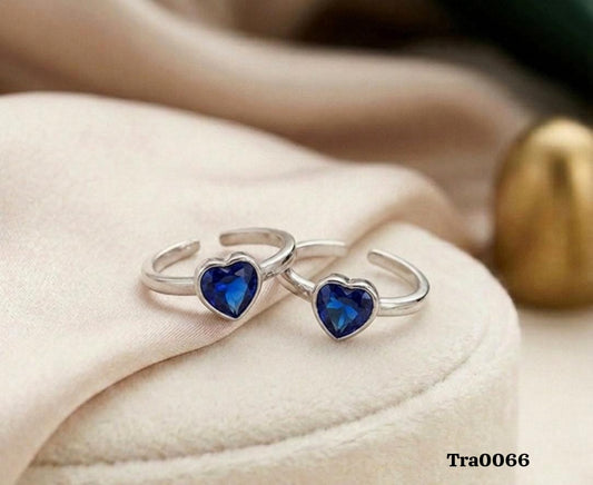 Charming Heart-Stone Silver Rings - Deep Blue Gemstone