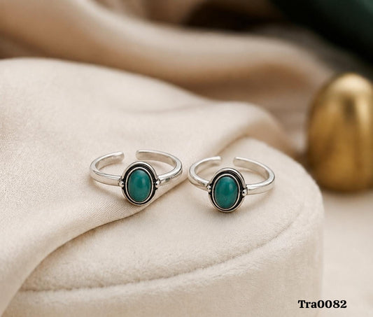 Elegant Oval Turquoise Silver Rings
