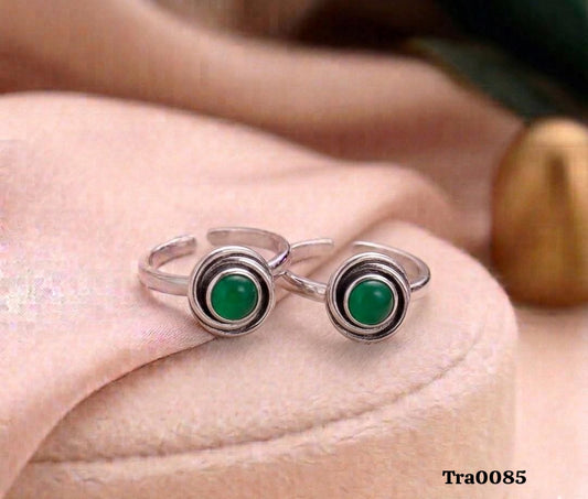 Green Onyx Sterling Silver Ring Set