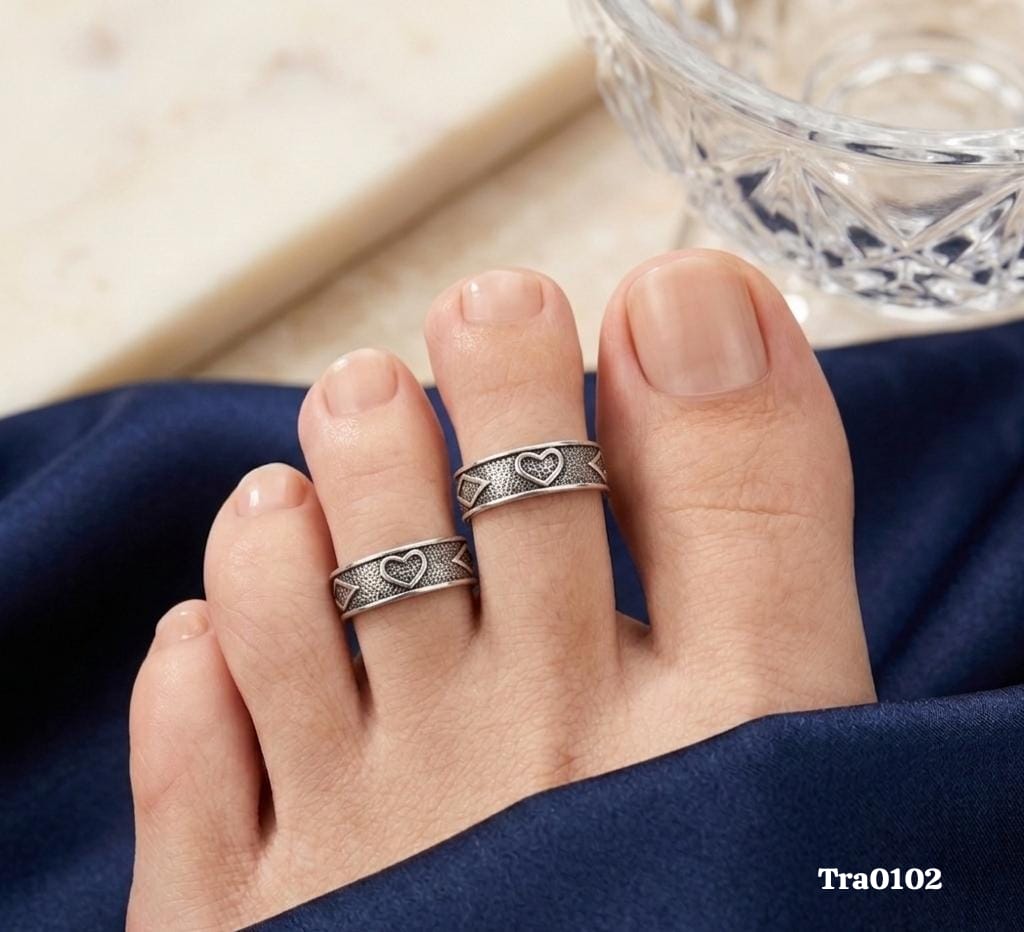 Hearts and diamond shapes  Silver Toe Rings