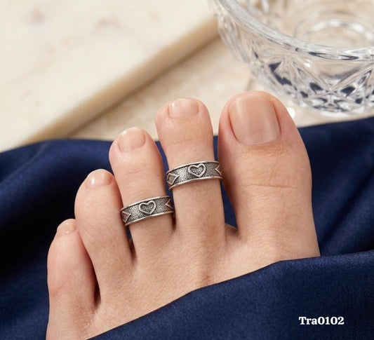 Hearts and diamond shapes  Silver Toe Rings