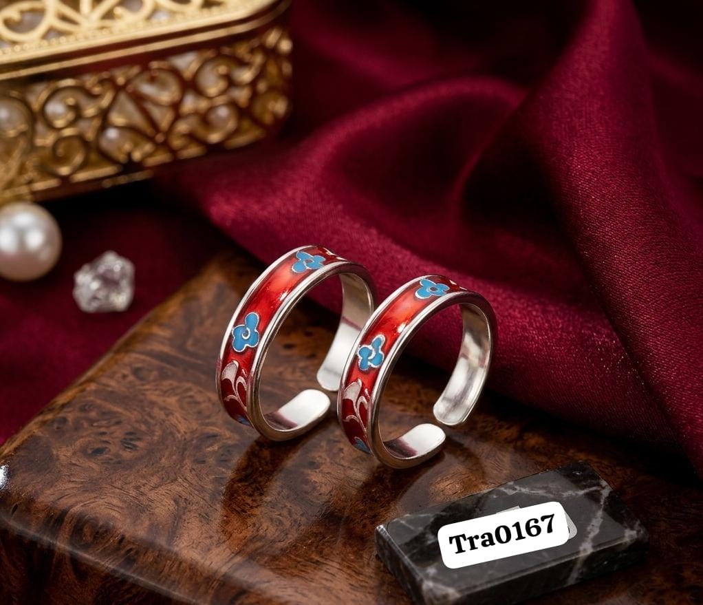 Vibrant Purple Enamel Silver Toe Rings - TRA0167