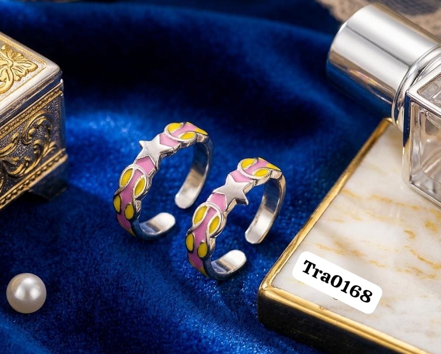 Vibrant Purple Enamel Silver Toe Rings - TRA0168
