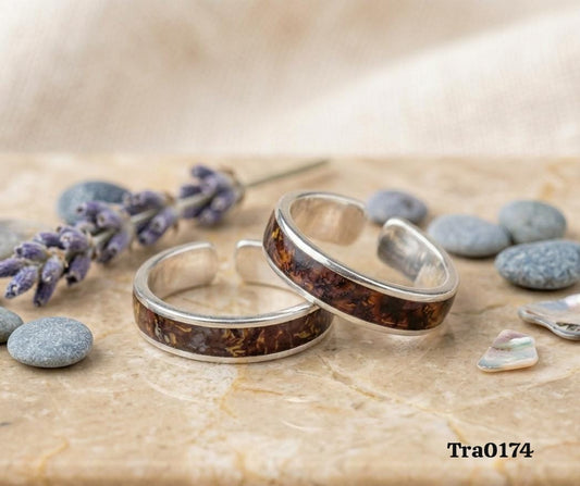 Earthy marbled pattern Silver Toe Rings