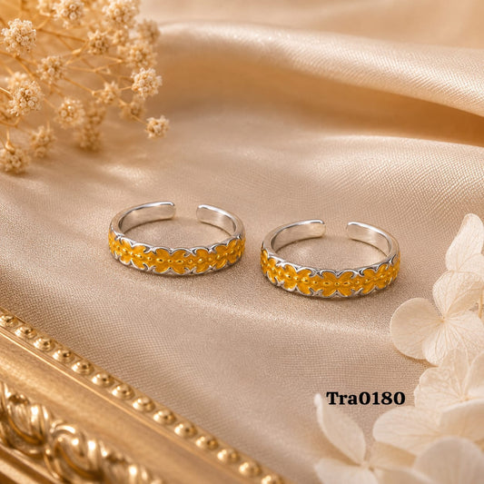 Floral-inspired pattern Silver Toe Rings
