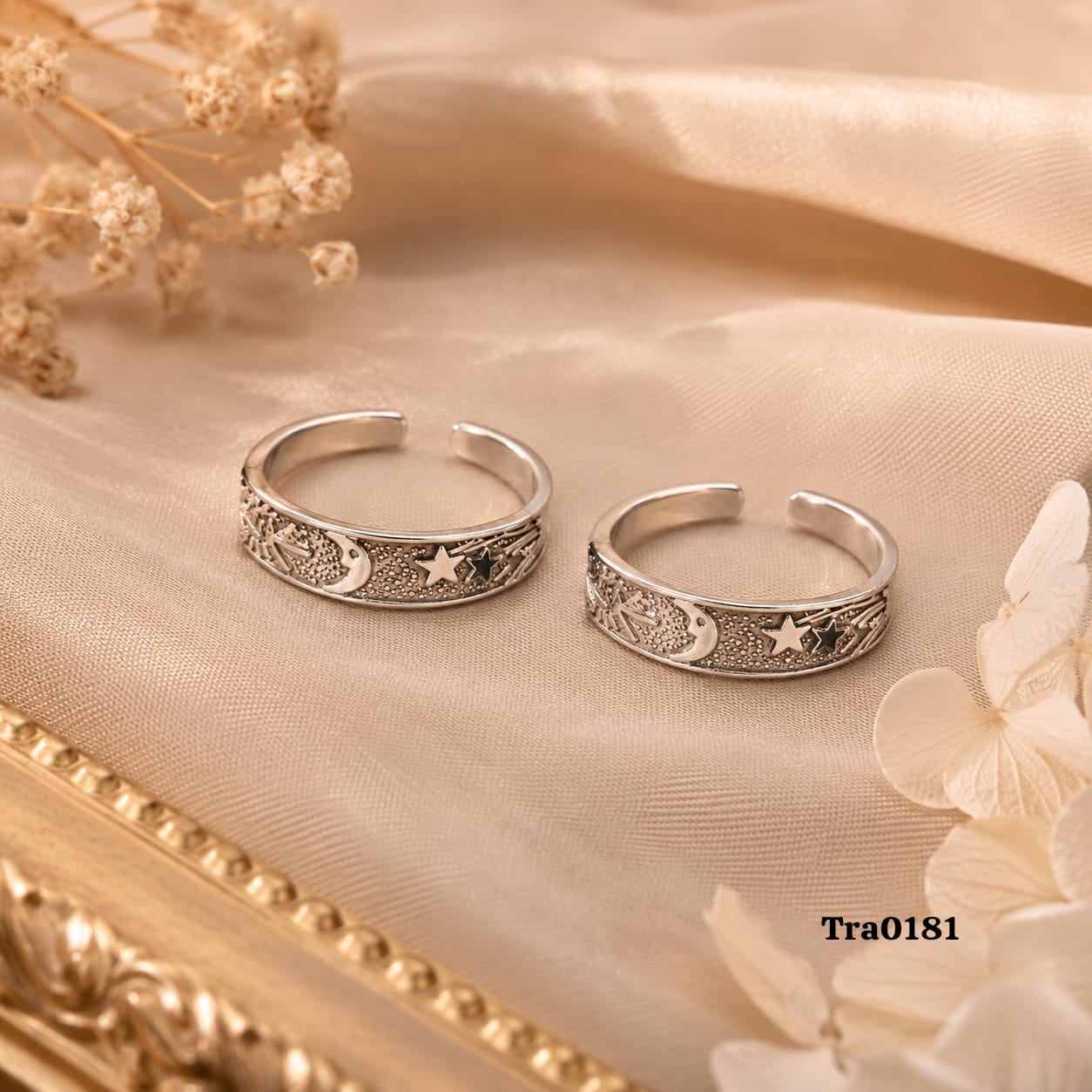 Moon and Stars Silver Toe Rings