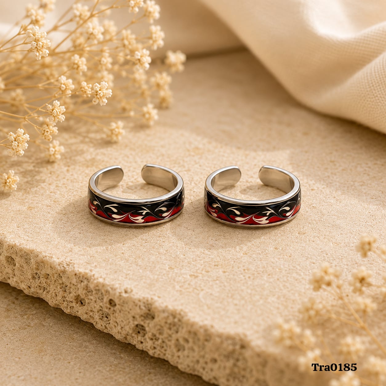 Swirling pattern Silver Toe Rings
