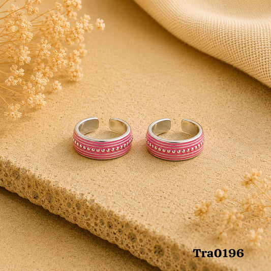 Silver dots bordered Toe Rings