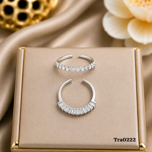 92.5 Sterling Silver Clear Stone Row Toe Rings