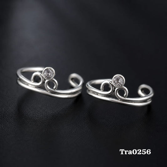 Deep Blue Silver Toe Rings
