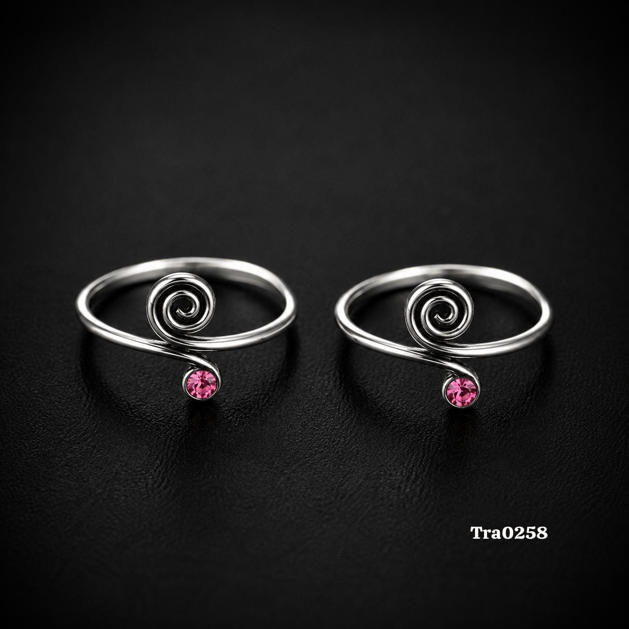 Open Band Spiral Silver Toe Rings