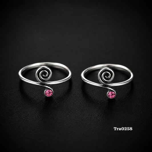 Open Band Spiral Silver Toe Rings